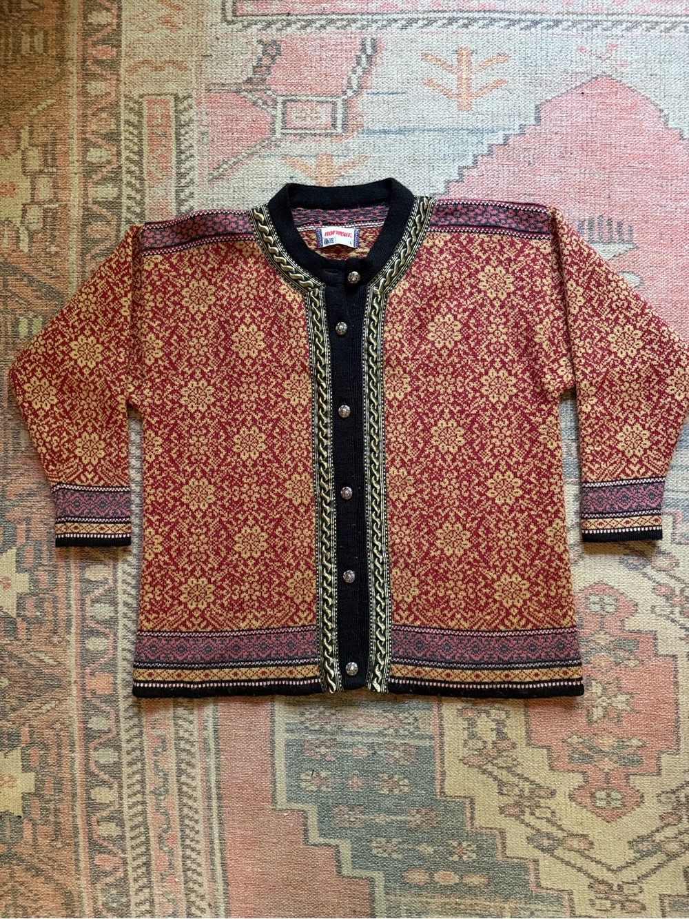 Vintage Norwegian Pure Wool Cardigan • L